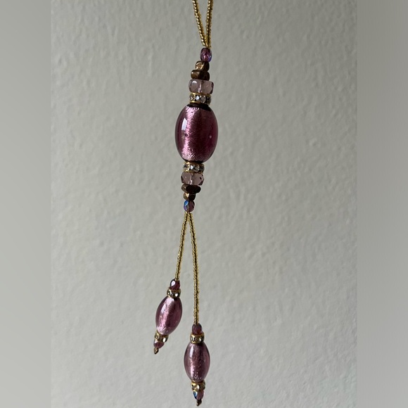 VECCHIA Murano Italian 🇮🇹 Hand Blown Lilac Glass Beaded Necklace - Picture 4 of 12